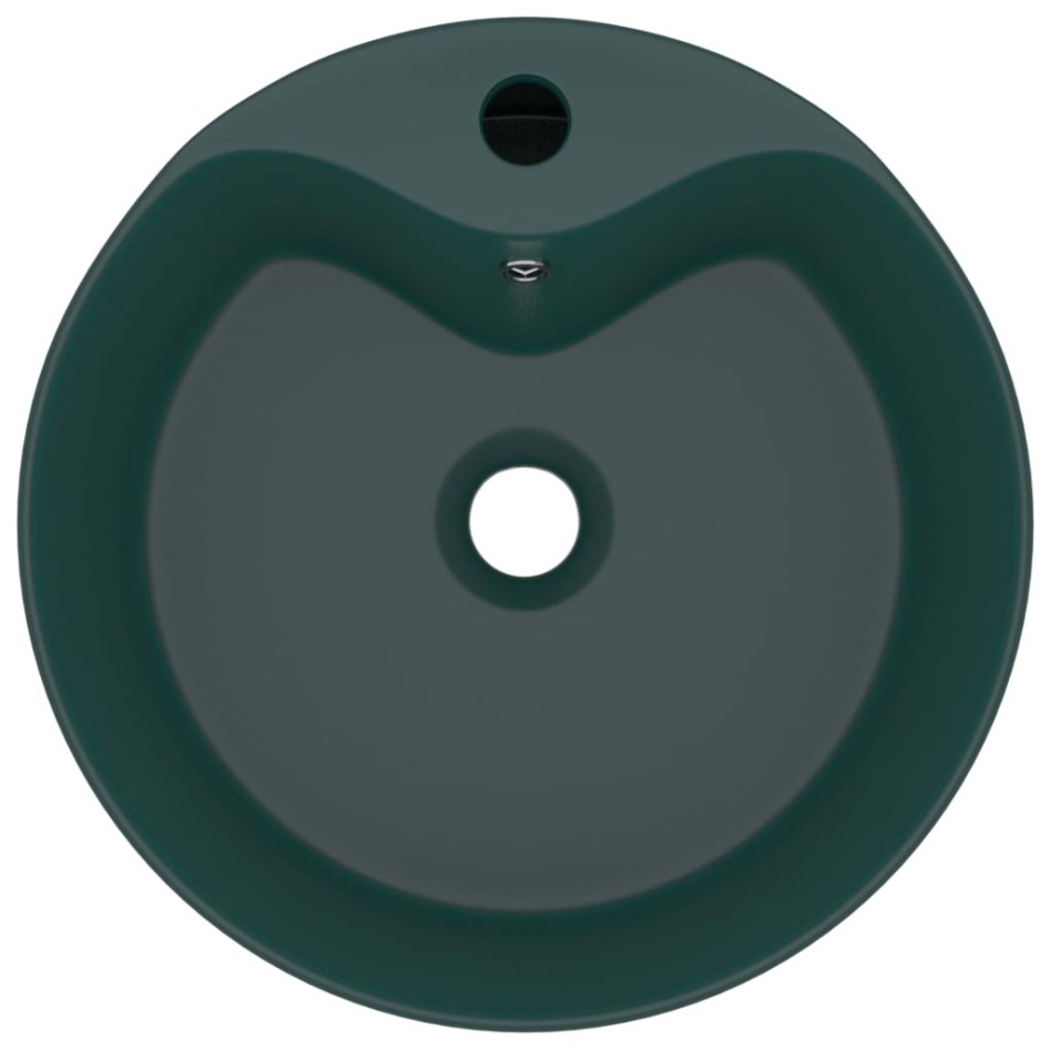 Lavabo lujo con rebosadero cerámica verde oscuro mate 36x13