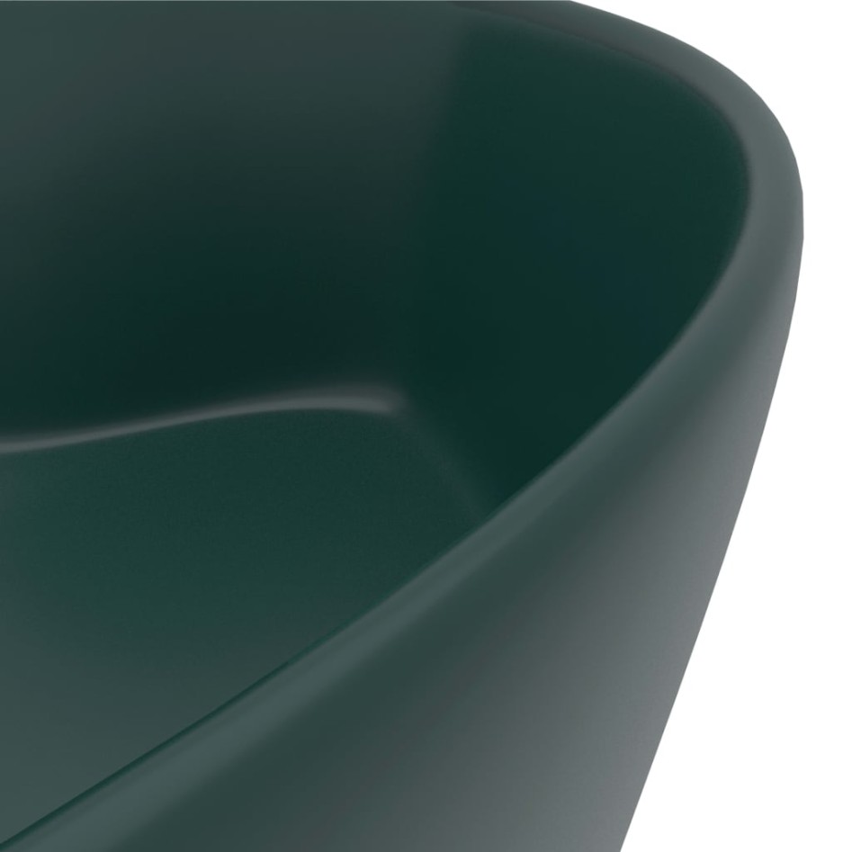 Lavabo lujo con rebosadero cerámica verde oscuro mate 36x13