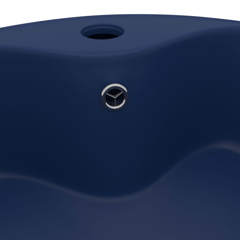 Lavabo lujo con rebosadero cerámica azul oscuro mate 36x13