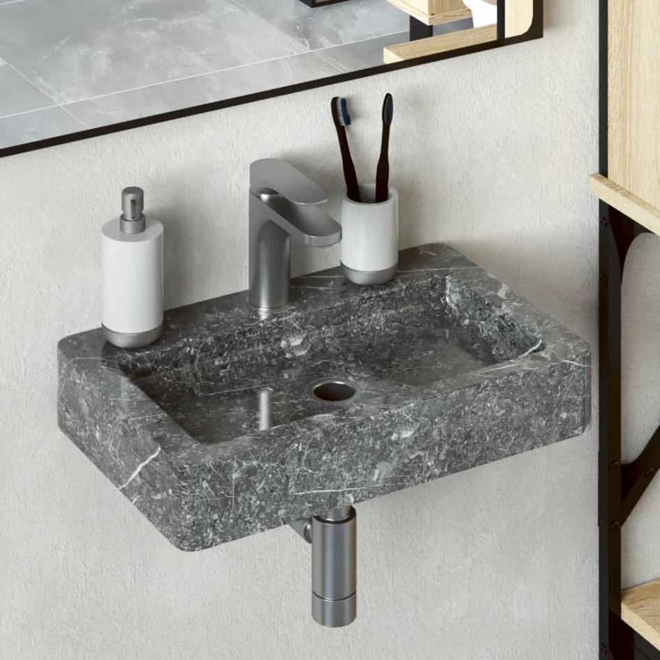Lavabo de pared mármol gris 38x24x6,5