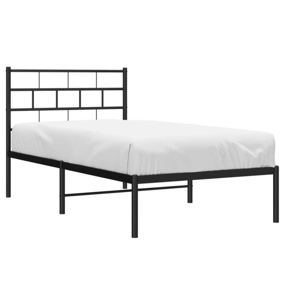 Estructura cama sin colchón con cabecero metal negro 75x190