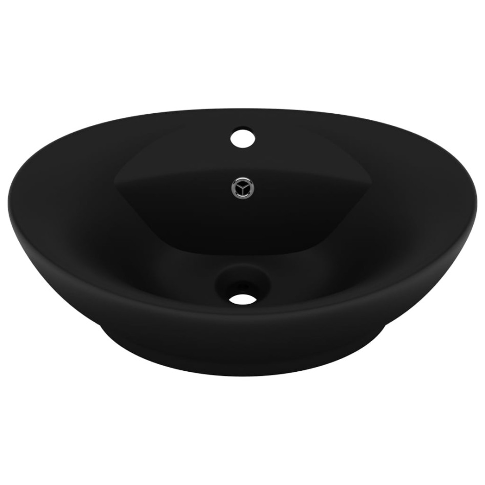 Lavabo lujoso con rebosadero cerámica negro mate 58,5x39