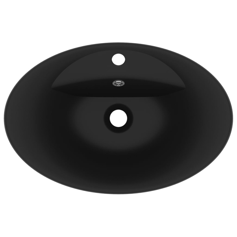 Lavabo lujoso con rebosadero cerámica negro mate 58,5x39