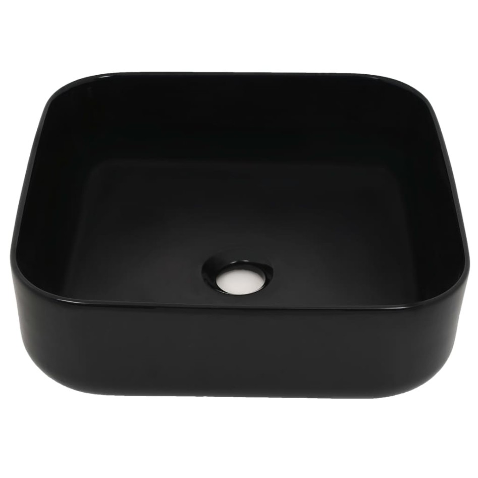 Lavabo cuadrado de cerámica negro 38x38x13,5