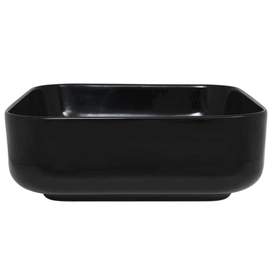 Lavabo cuadrado de cerámica negro 38x38x13,5