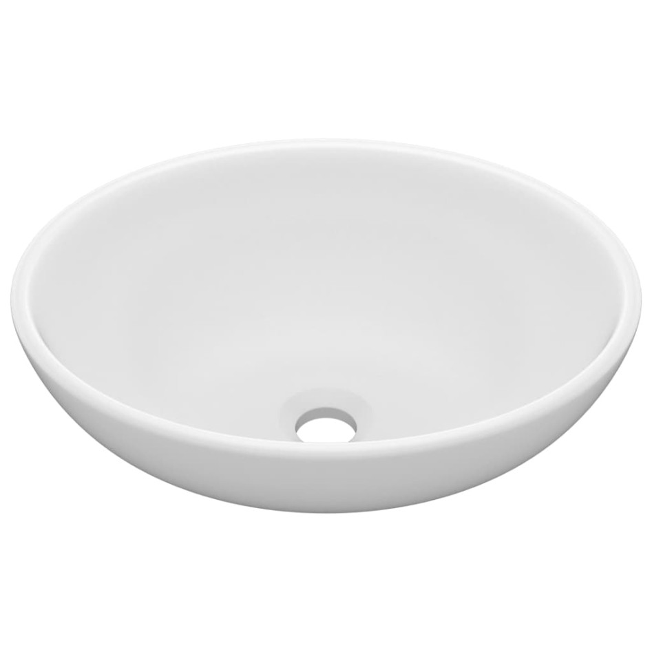 Lavabo de lujo ovalado cerámica blanco mate 40x33
