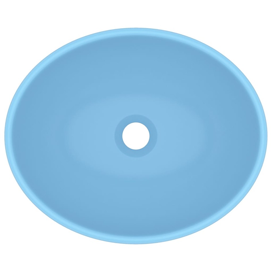 Lavabo de lujo ovalado cerámica azul claro mate 40x33