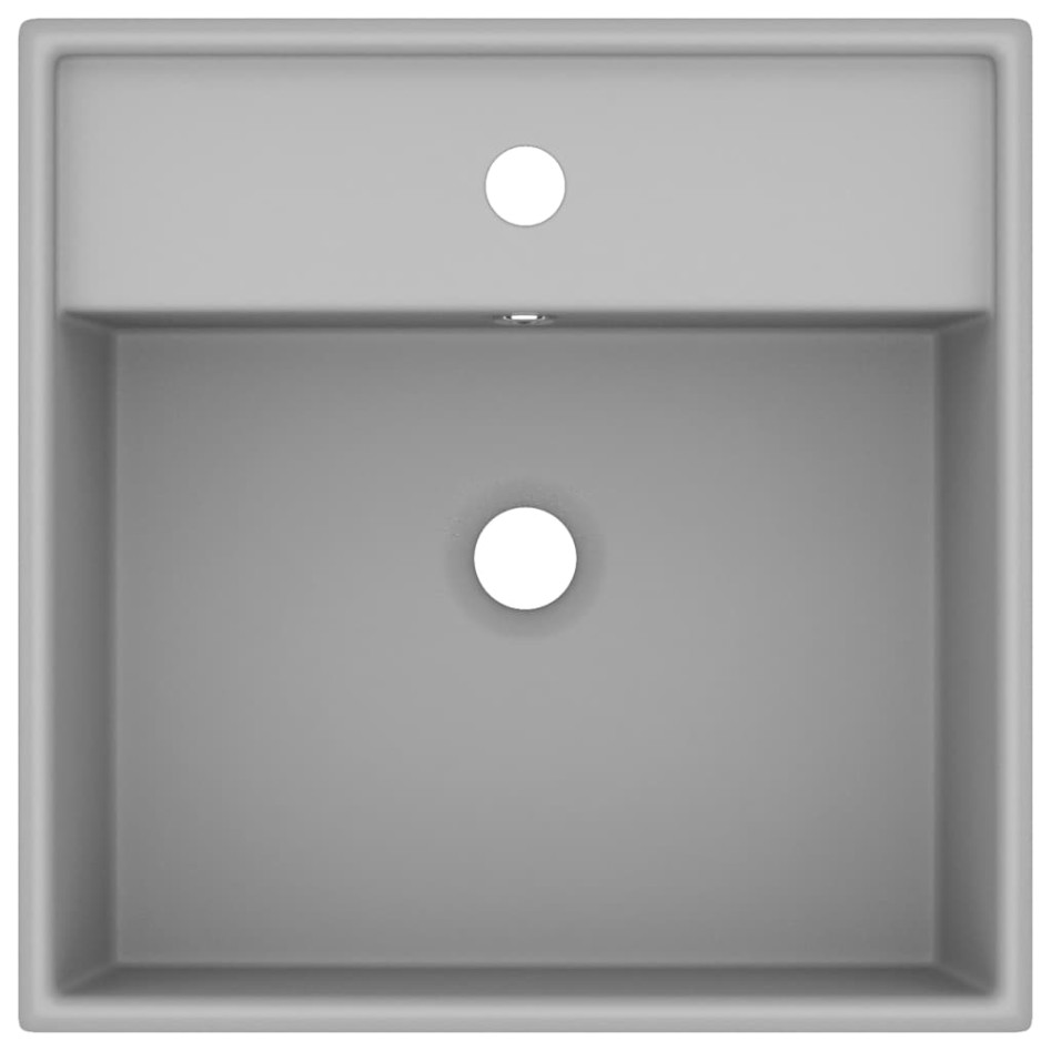 Lavabo cuadrado rebosadero cerámica gris claro mate 41x41