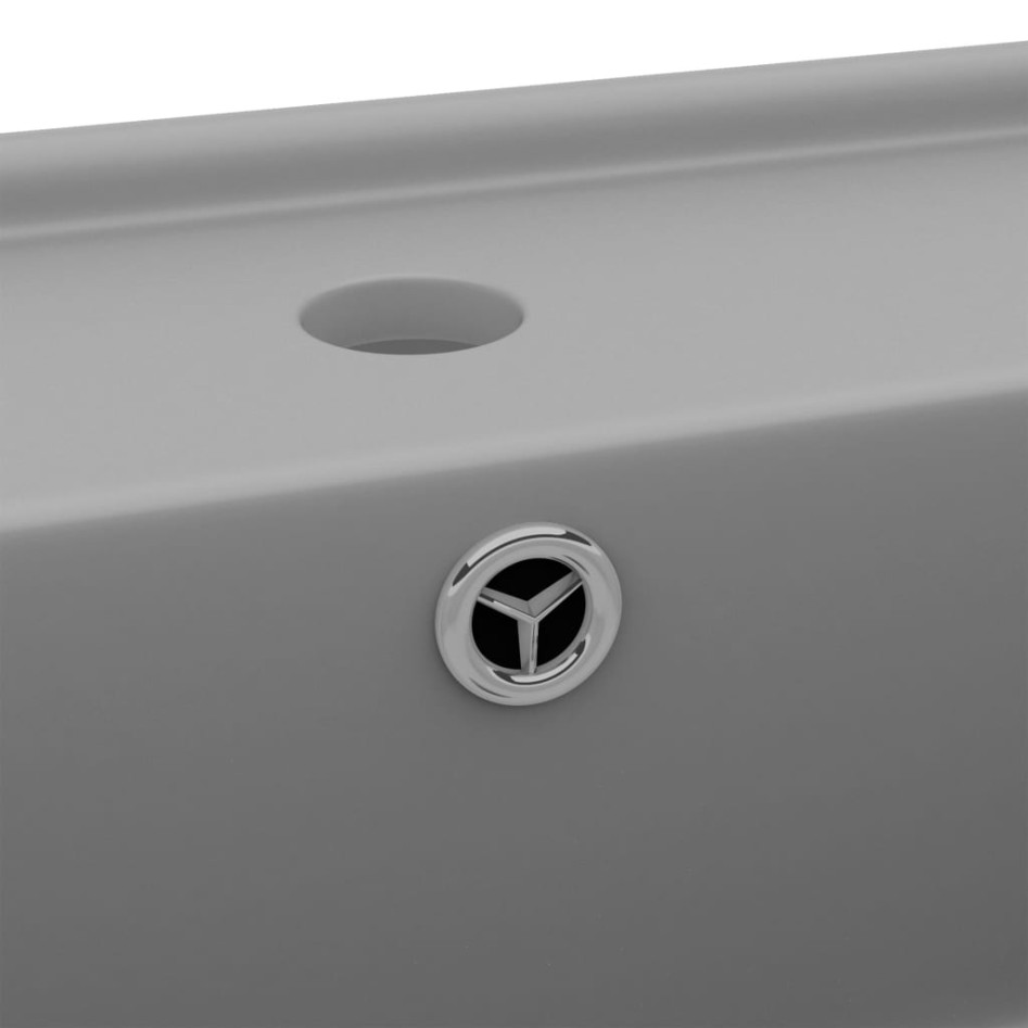 Lavabo cuadrado rebosadero cerámica gris claro mate 41x41