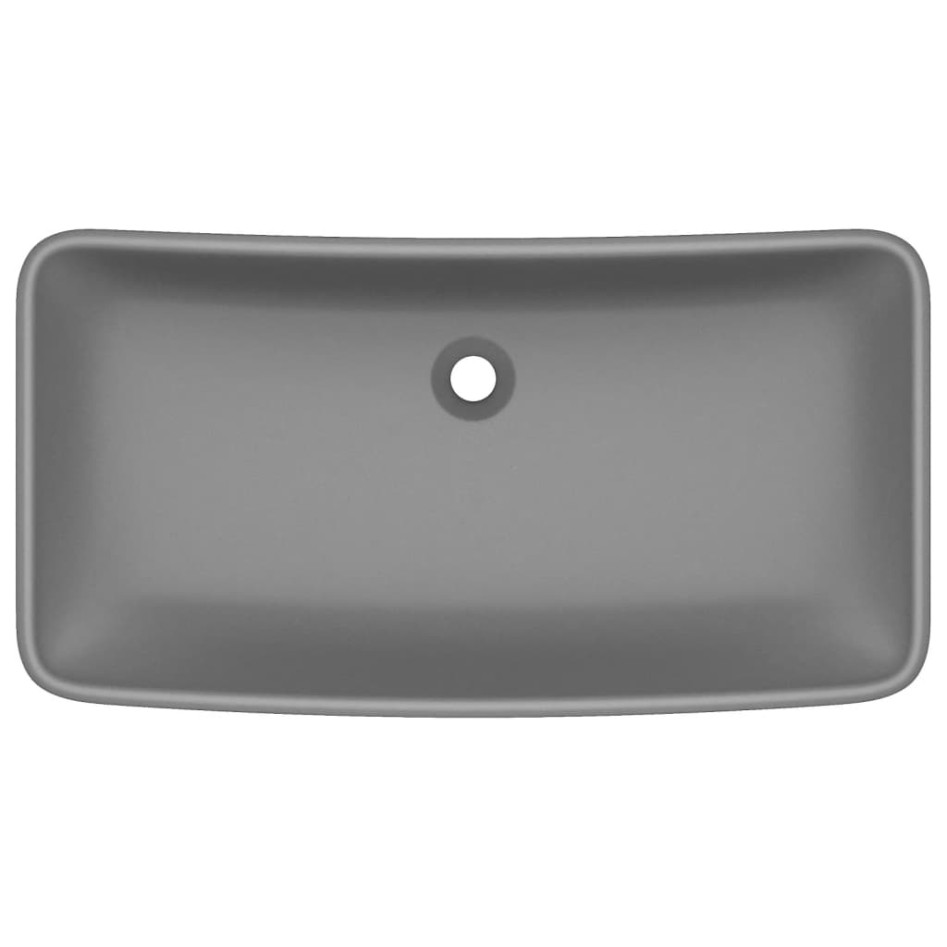 Lavabo de lujo de cerámica rectangular gris oscuro mate
