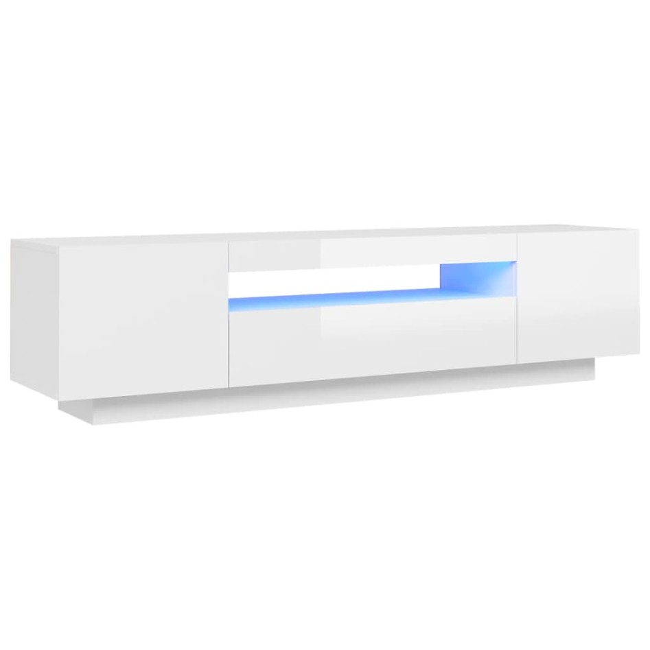 Mueble de TV con luces LED blanco brillante 160x35x40