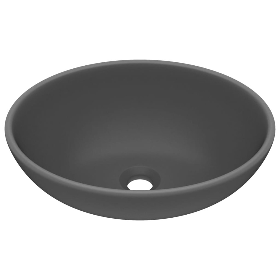 Lavabo de lujo ovalado cerámica gris oscuro mate 40x33