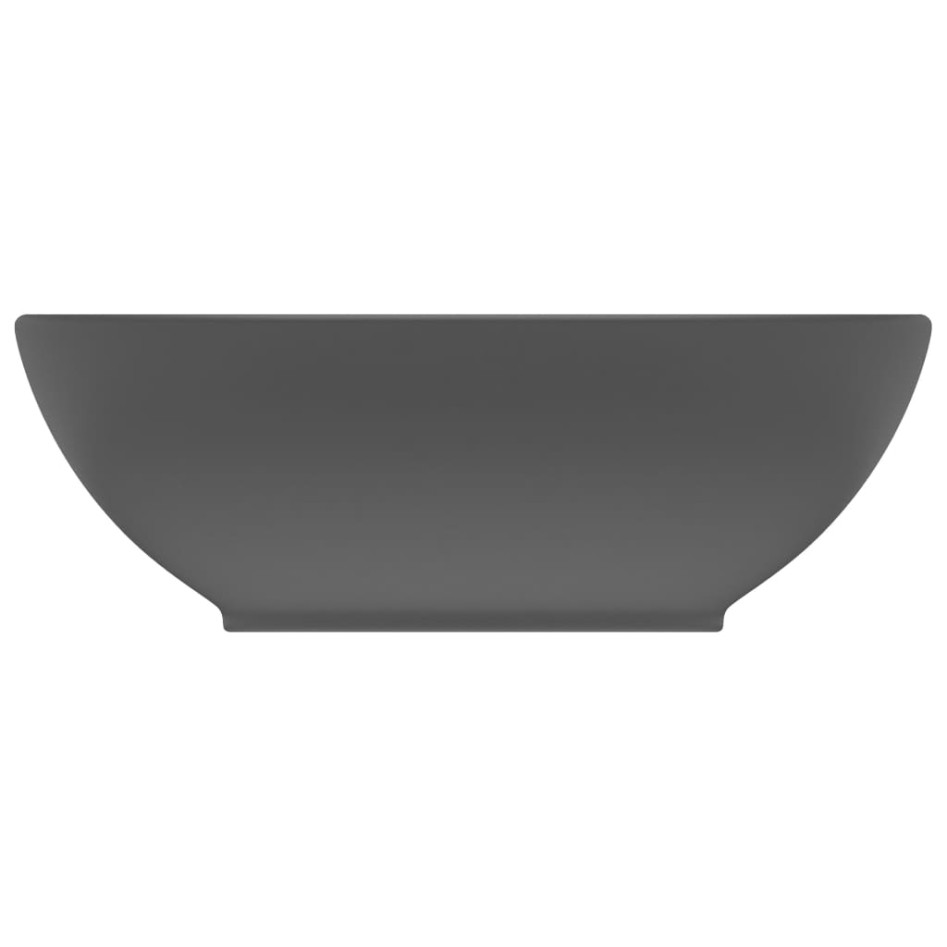 Lavabo de lujo ovalado cerámica gris oscuro mate 40x33