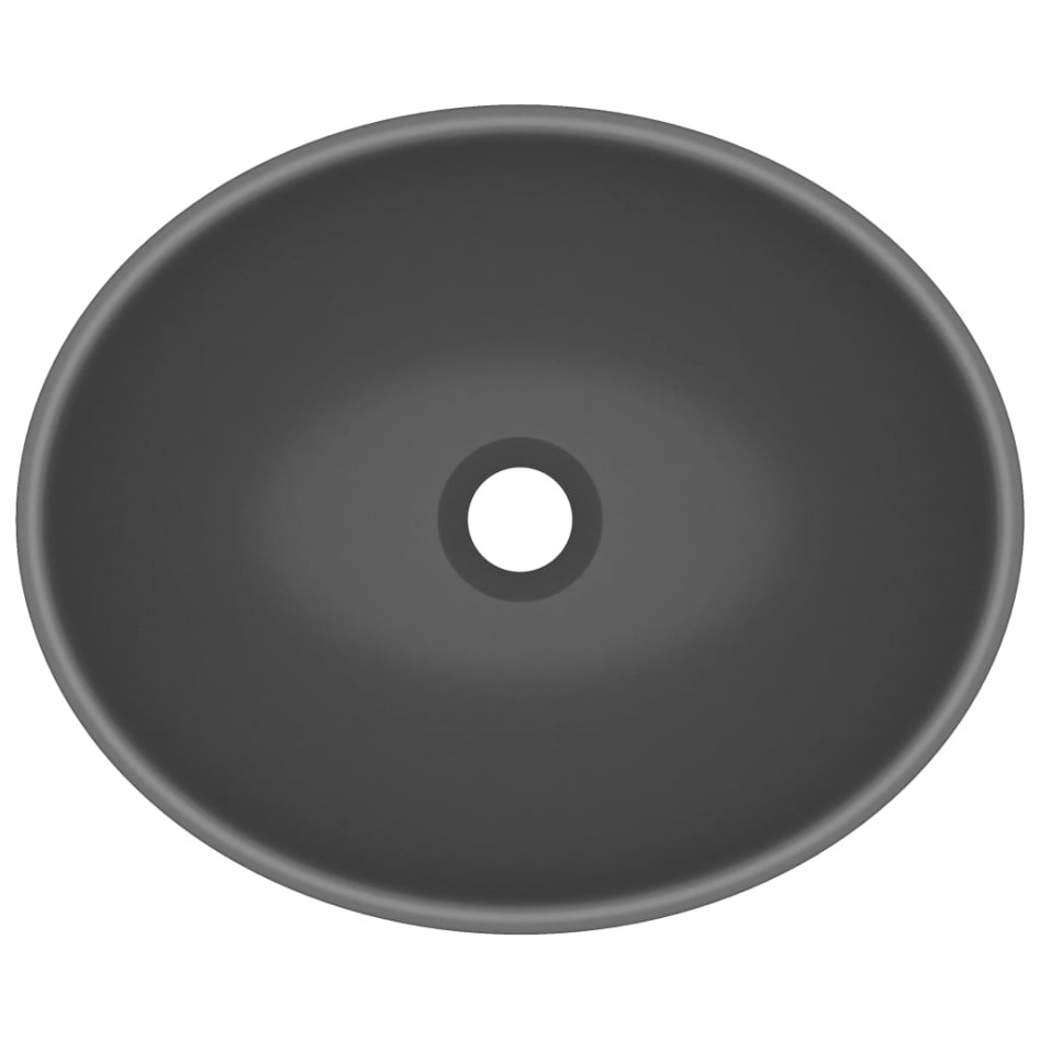 Lavabo de lujo ovalado cerámica gris oscuro mate 40x33