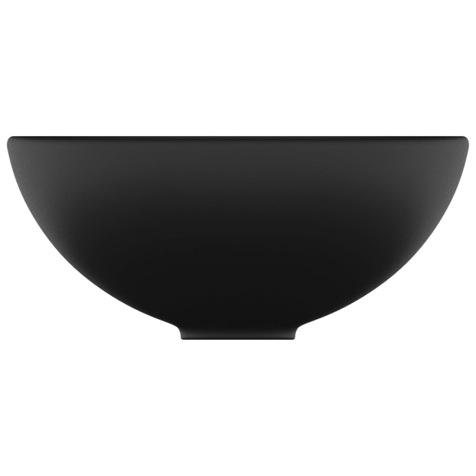 Lavabo de lujo redondo cerámica negro mate 32,5x14