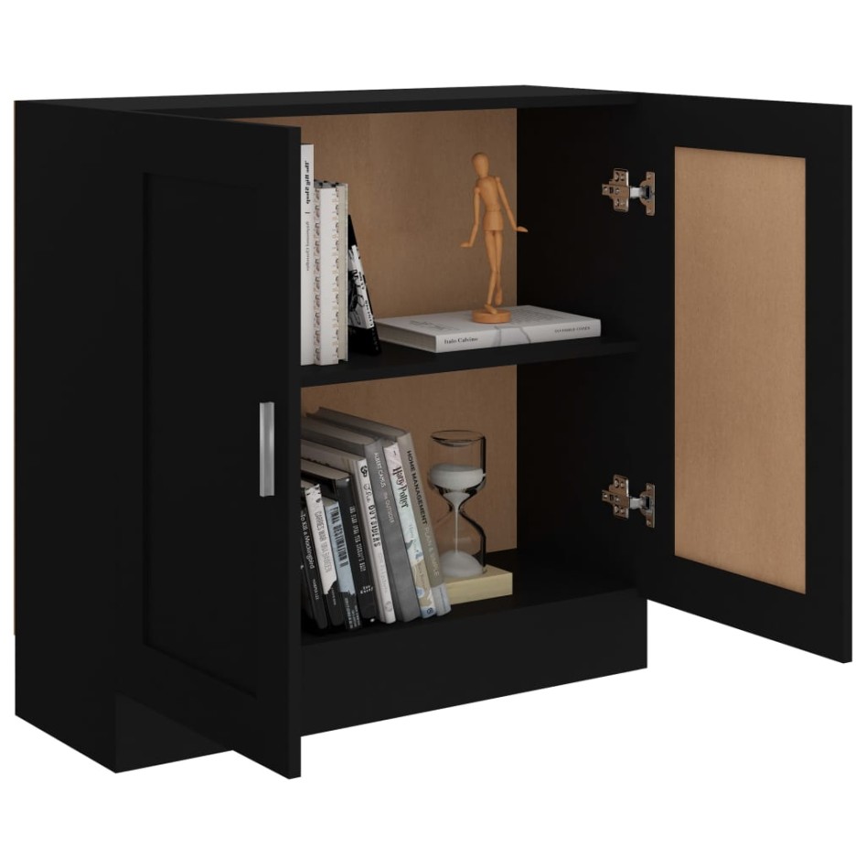 Armario de libros madera contrachapada negro 82,5x30,5x80
