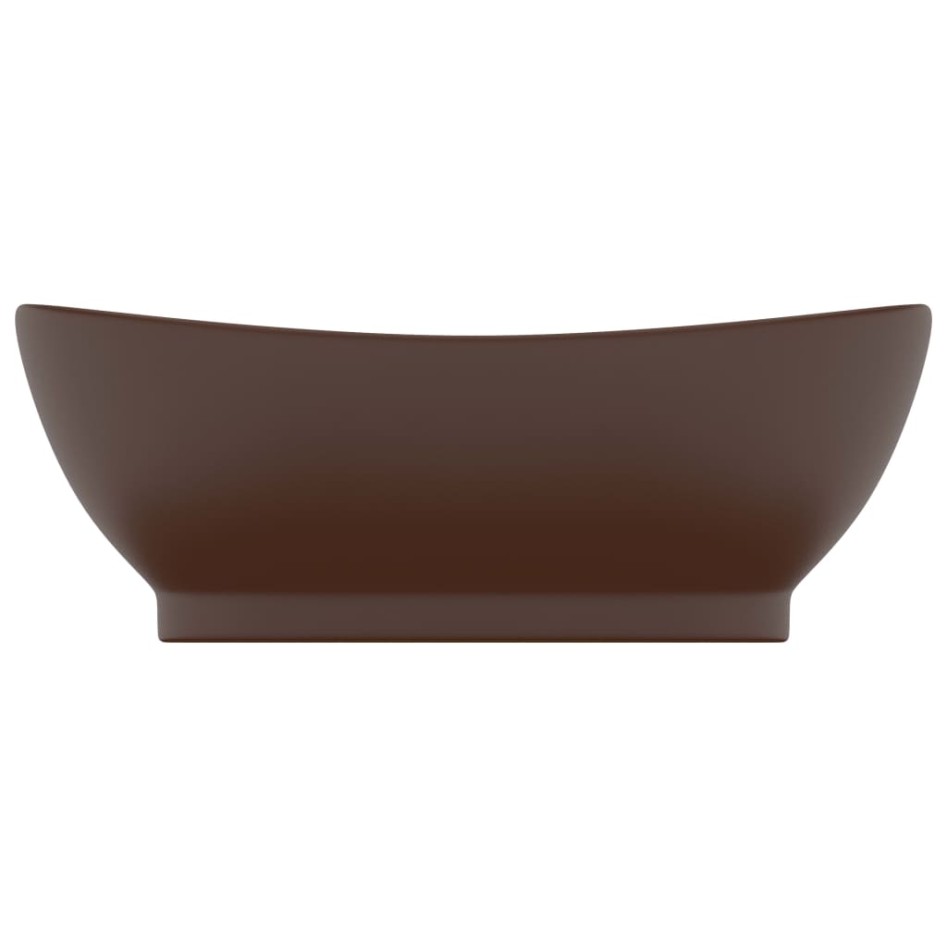 Lavabo lujoso ovalado rebosadero cerámica marrón oscuro