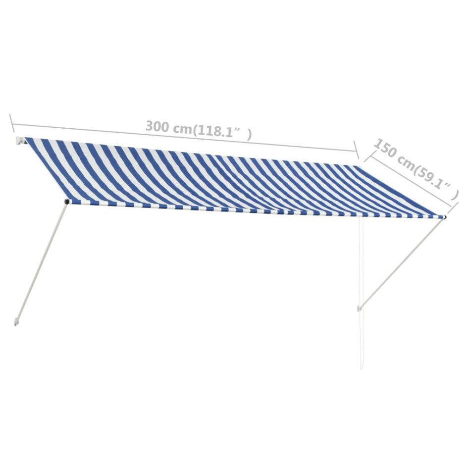 Toldo retráctil 300x150 cm azul y