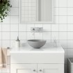Lavabo de cuarto de baño redondo cerámica gris claro