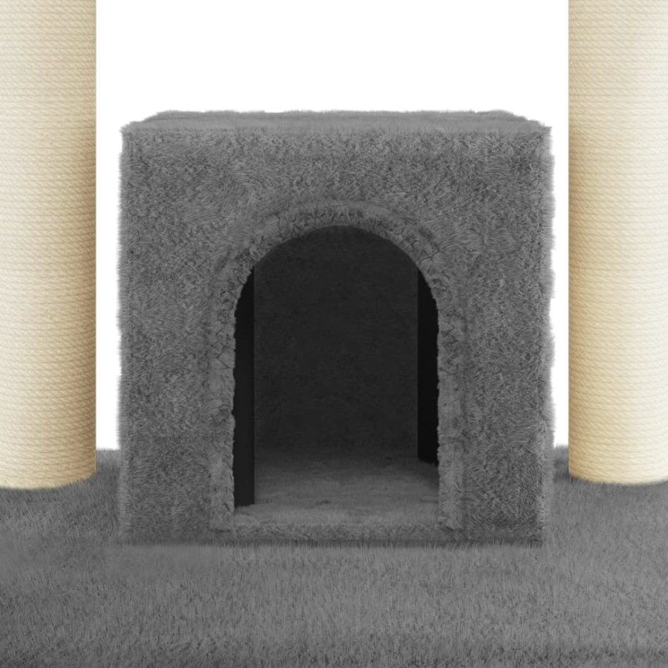 Rascador para gatos con postes de sisal gris oscuro 110