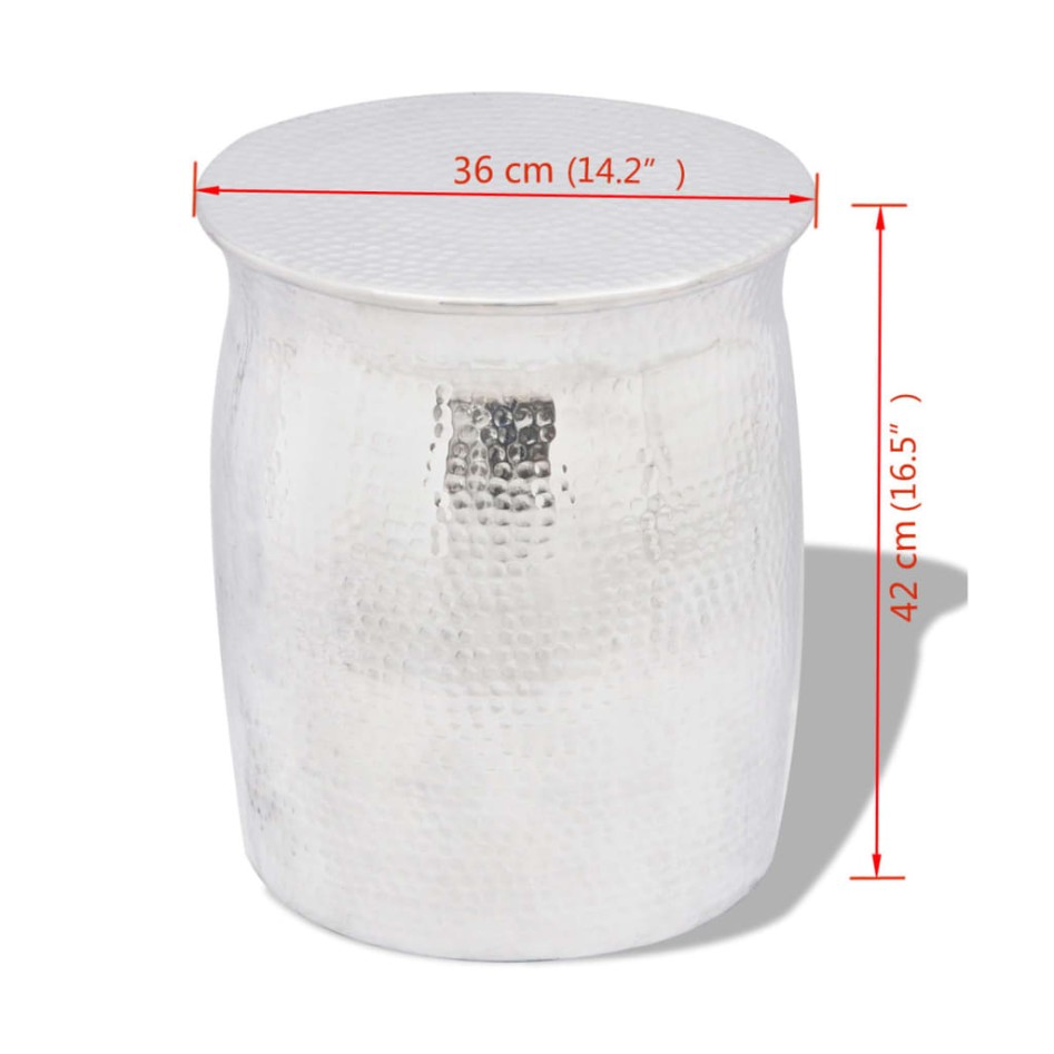 Taburete/mesita de centro de aluminio martillado
