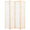 Biombo divisor de 4 paneles de tela color crema 160x170x4 cm