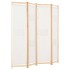 Biombo divisor de 4 paneles de tela color crema 160x170x4