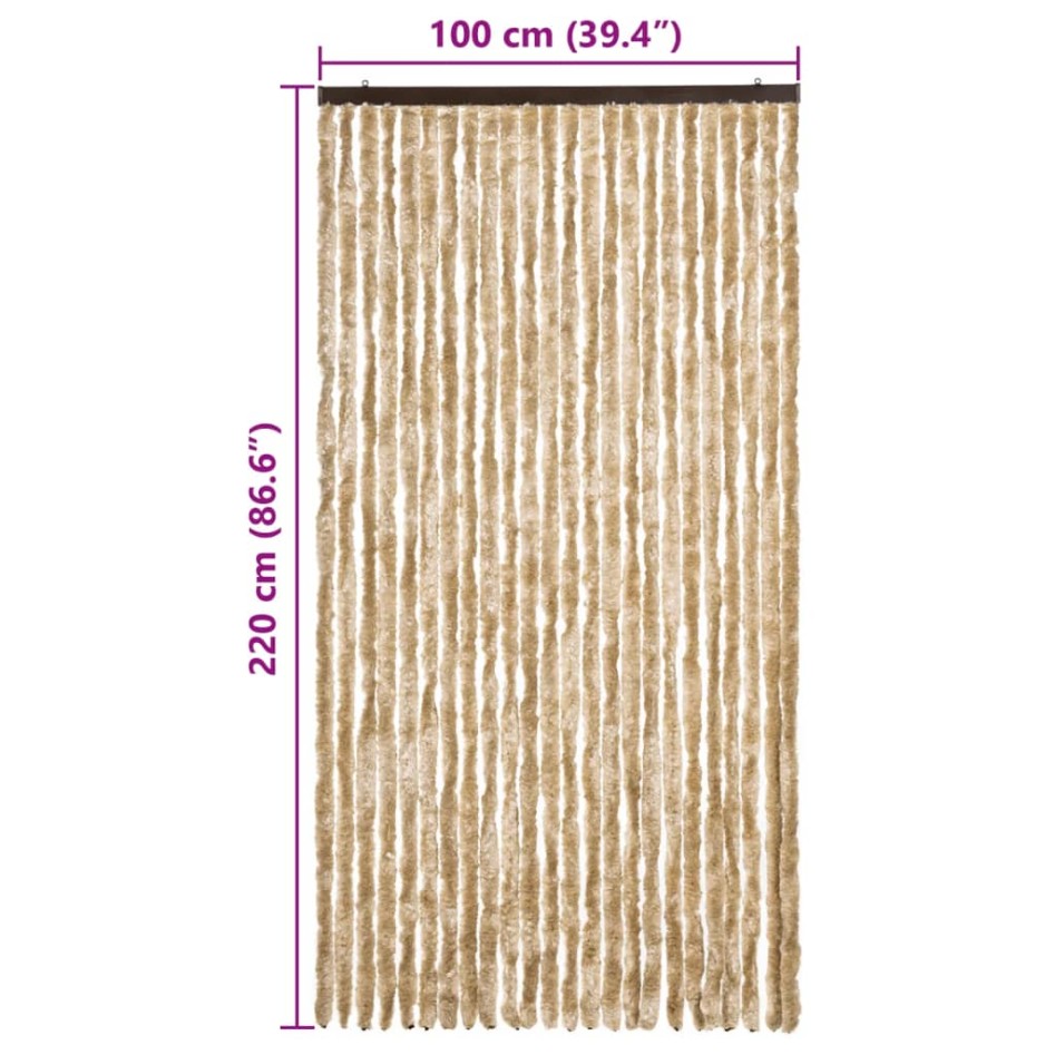 Cortina mosquitera de chenilla beige 100x220