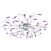 Lámpara de techo brazos cristal forma hoja 5 bombillas morado