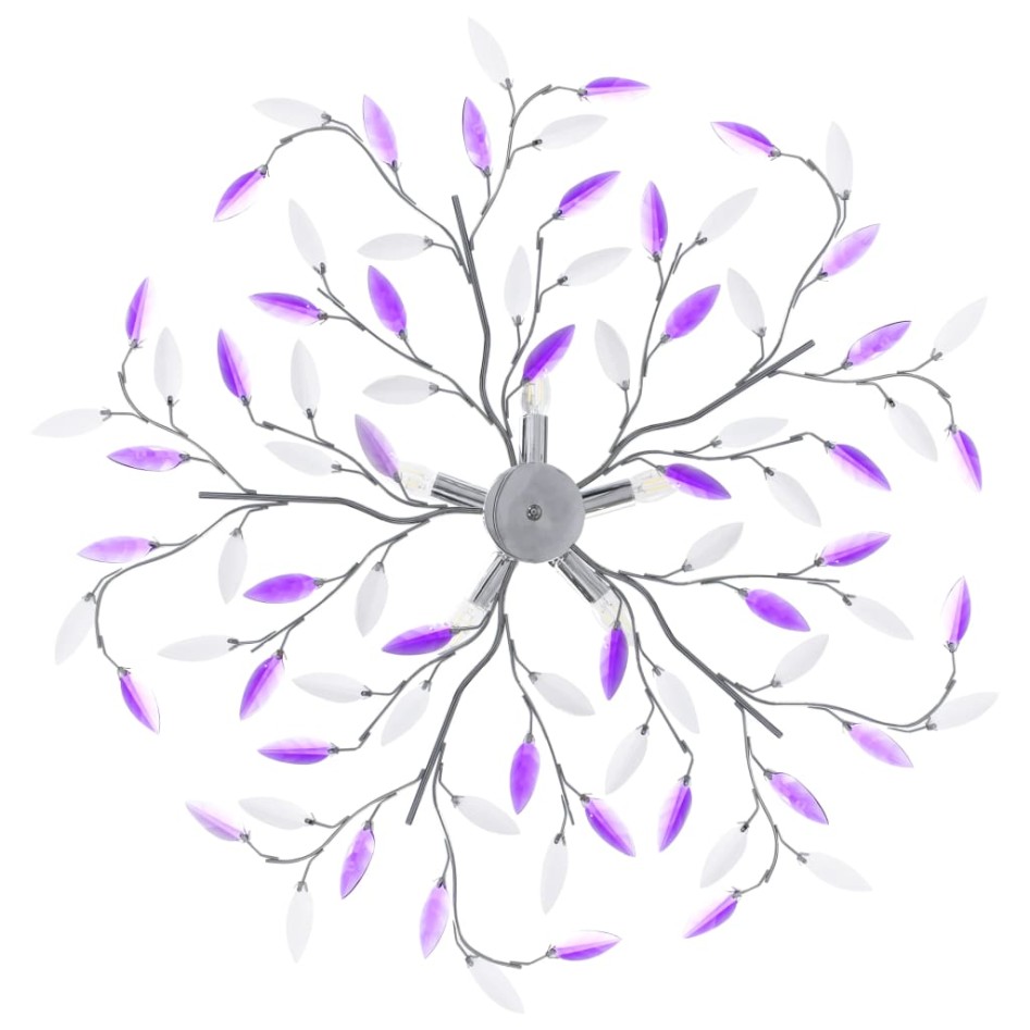 Lámpara de techo brazos cristal forma hoja 5 bombillas