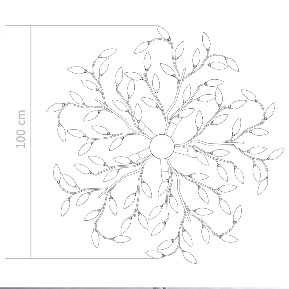 Lámpara de techo brazos cristal forma hoja 5 bombillas