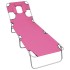 Tumbona plegable con cojín para la cabeza acero rosa