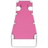 Tumbona plegable con cojín para la cabeza acero rosa