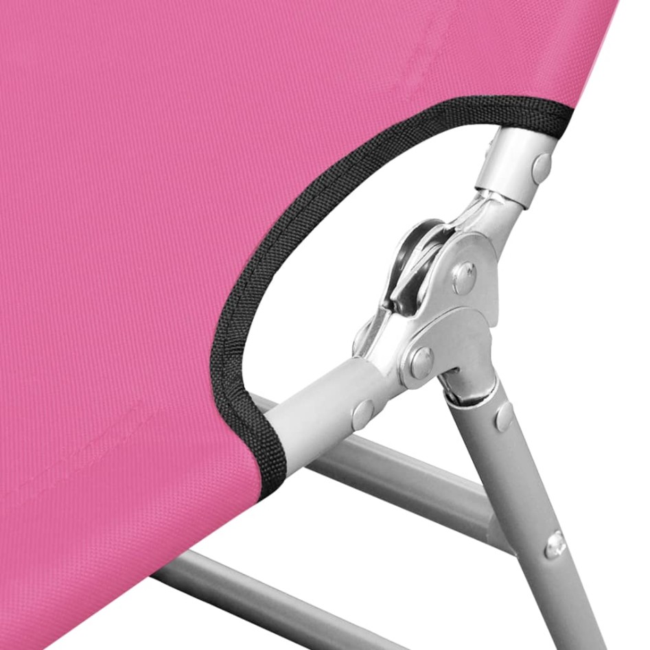 Tumbona plegable con cojín para la cabeza acero rosa