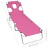 Tumbona plegable con cojín para la cabeza acero rosa