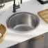 Fregadero de cocina con colador y sifón de acero