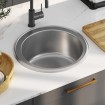 Fregadero de cocina con colador y sifón de acero inoxidable