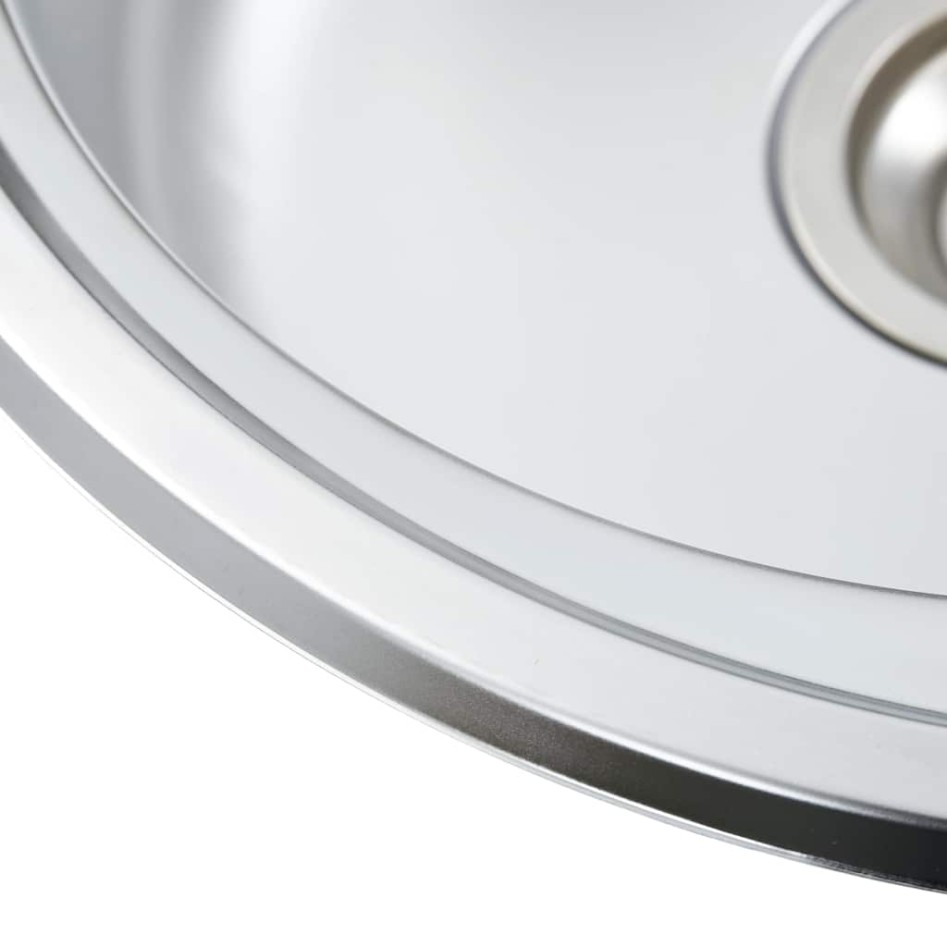 Fregadero de cocina con colador y sifón de acero