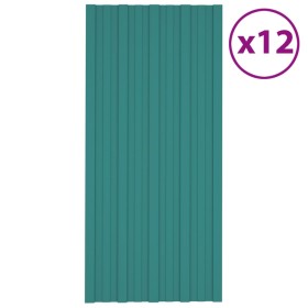 Panel para tejado acero galvanizado verde 12 unidades 100x45