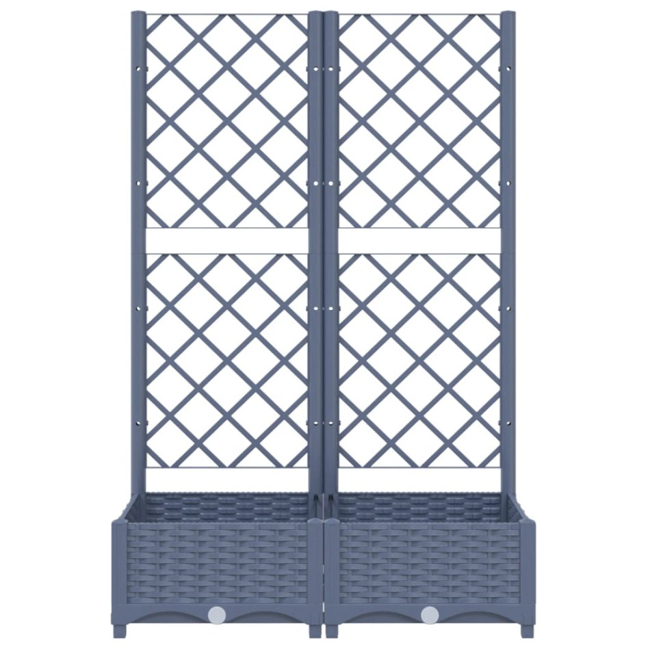 Jardinera con enrejado PP azul gris 80x40x121,5