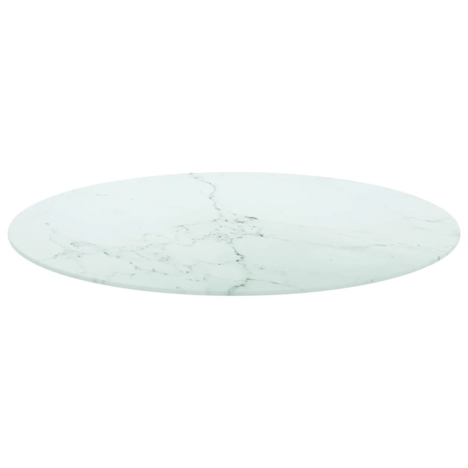 Tablero de mesa diseño mármol vidrio templado blanco Ø80x1