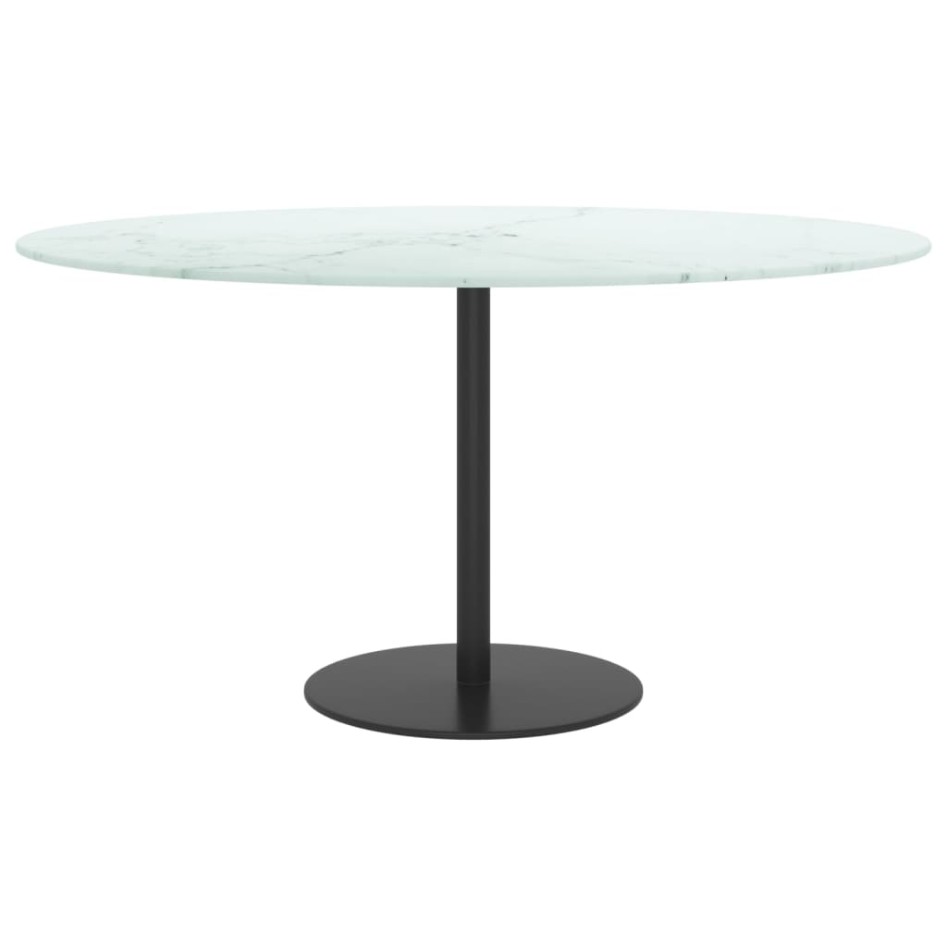 Tablero de mesa diseño mármol vidrio templado blanco Ø80x1