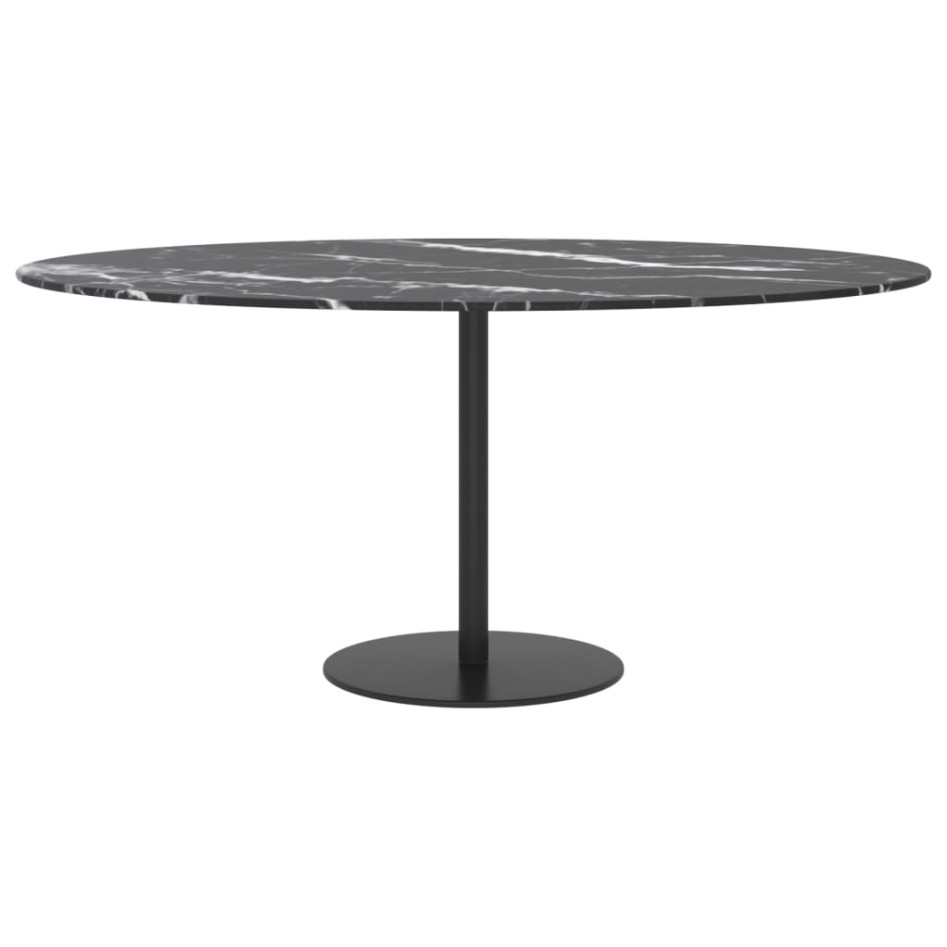 Tablero de mesa diseño mármol vidrio templado negro Ø90x1