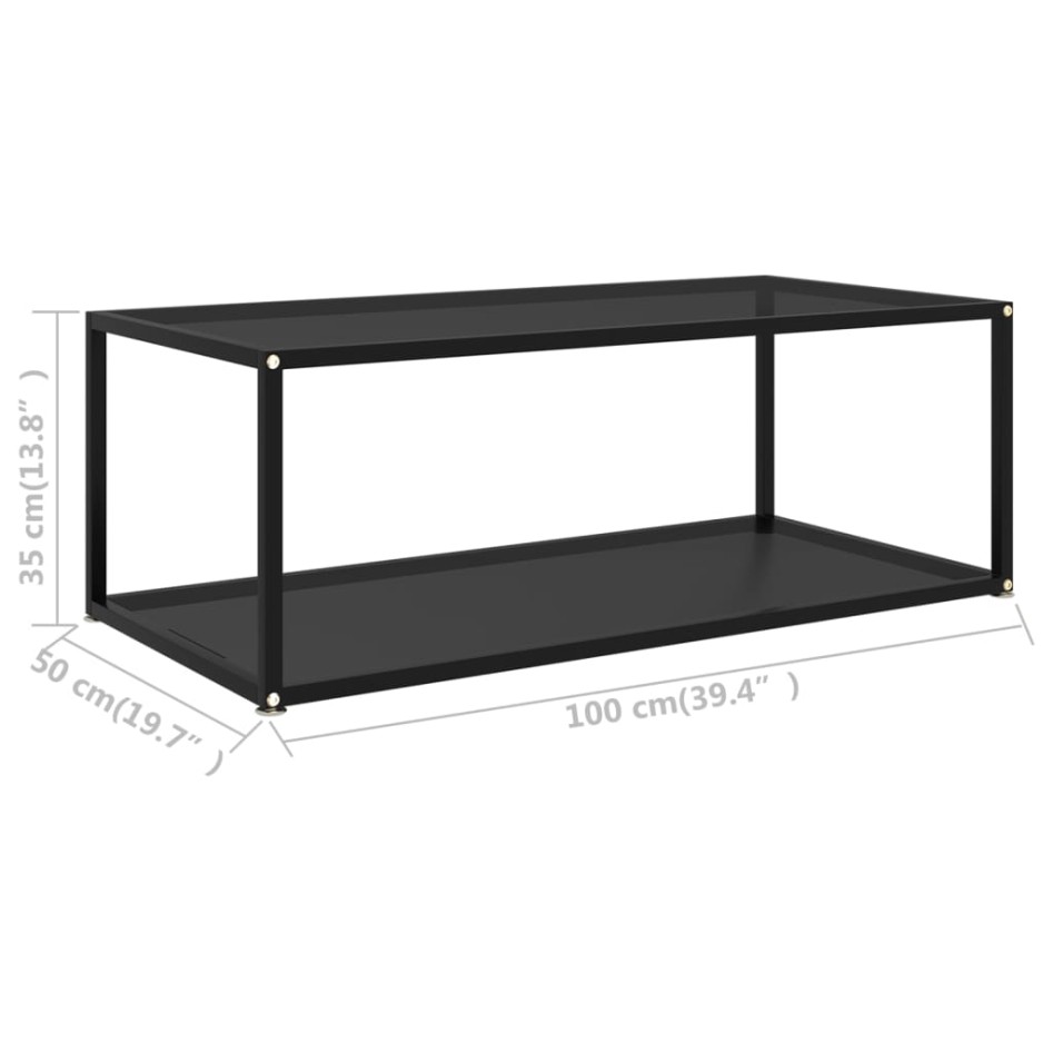 Mesa de centro vidrio templado negro 100x50x35