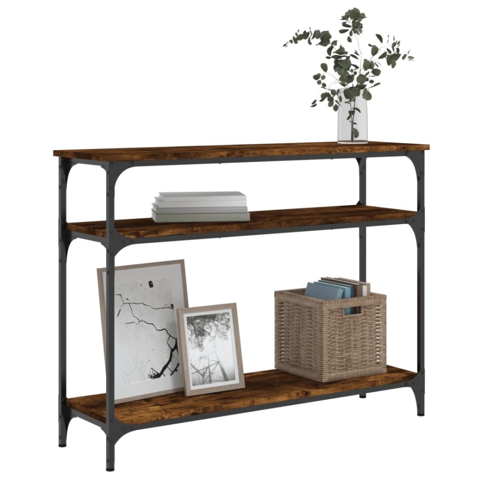 Mesa consola madera de ingeniería roble ahumado 100x29x75