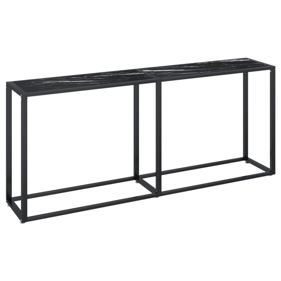 Mesa consola vidrio templado mármol negro 180x35x75,5