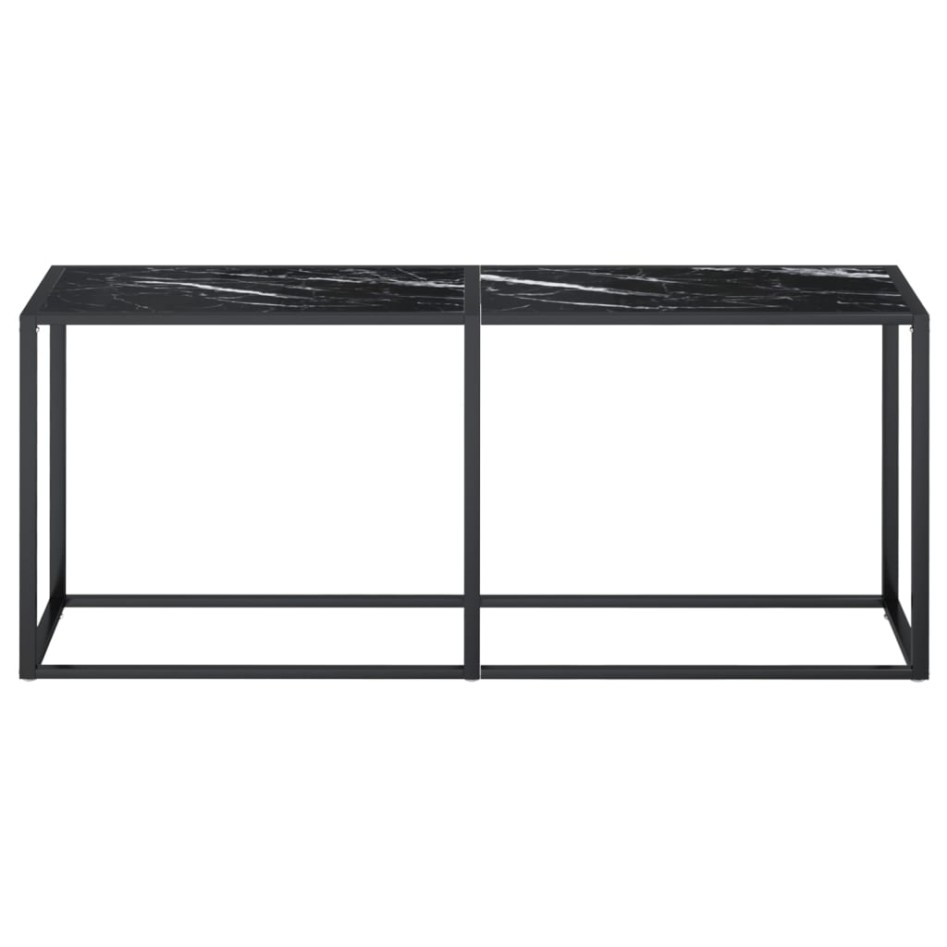 Mesa consola vidrio templado mármol negro 180x35x75,5
