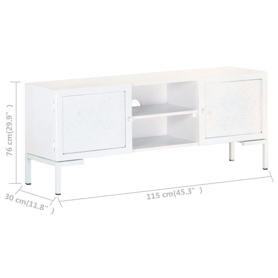 Mueble para TV de madera maciza de mango blanco 115x30x46