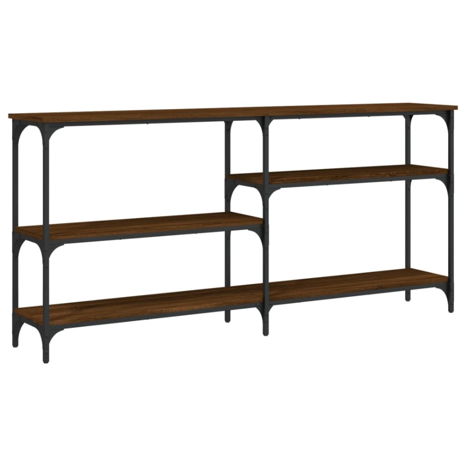 Mesa consola madera de ingeniería marrón roble 160x29x75