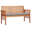 Banco de jardín 3 plazas con cojín madera maciza acacia 150 cm